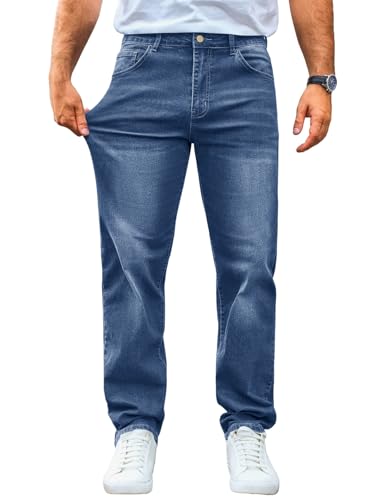 Runcati Jeans Herren Regular Fit Jeanshose Freizeit Stretch Denim Hosen Männer Lässig Basic Hose Blau XXL von Runcati
