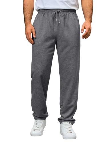 Runcati Jogginghose Herren Regular Fit Sporthose Lang Casual Freizeithose Fitness Sweathose Elastische Taille Trainingshose Mit Kordelzug Dunkelgrau XXL von Runcati