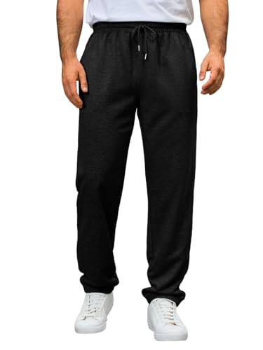 Runcati Jogginghose Herren Regular Fit Sporthose Lang Casual Freizeithose Fitness Sweathose Elastische Taille Trainingshose Mit Kordelzug Schwarz XL von Runcati