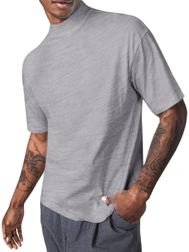 Runcati T-Shirts für Herren Kurzarm Baumwolle Basic Unterhemd Relaxed Fit Leichte Solid Pullover Tops Grau Groß von Runcati