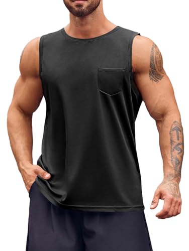 Runcati Tank Top Herren Ärmelloses Männer T-Shirt Sport Training Fitness Muskelshirt Bodybuilding Mode Tops Schwarz Groß von Runcati