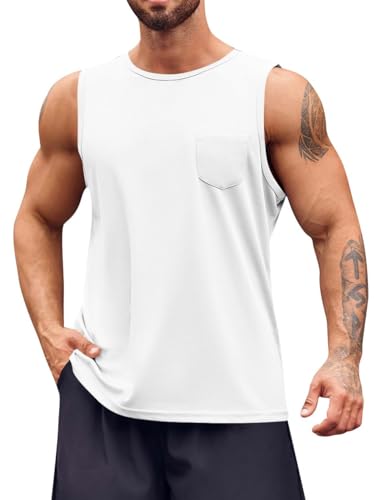 Runcati Tank Top Herren Ärmelloses Männer T-Shirt Sport Training Fitness Muskelshirt Bodybuilding Mode Tops Weiß X-Groß von Runcati