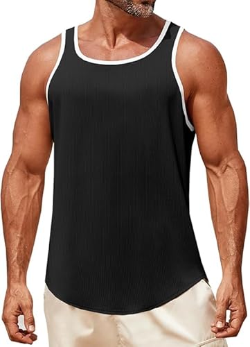 Runcati Tank Top Herren Ärmelloses Muskelshirts Gym Fitness Funktionsshirt Training Unterhemd Bodybuilding Achselshirts Männer T Shirt Sommer Sport Laufshirt Schwarz M von Runcati
