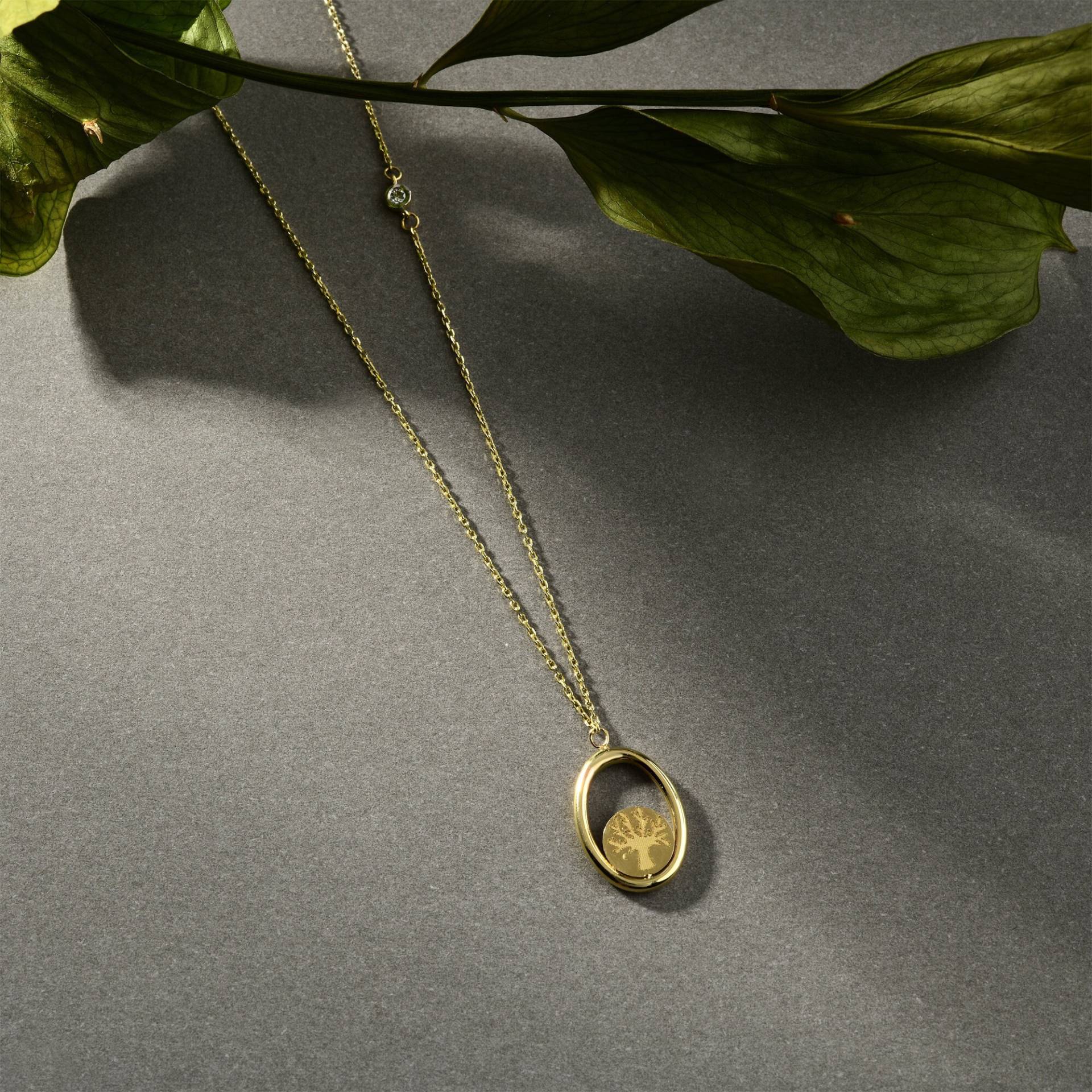 14K Echtgold Baum Des Lebens Halskette, Chakra Lab Erstellt Diamant Anhänger Halskette Für Frauen, Zierliche Goldkette von RundaJewelryUs