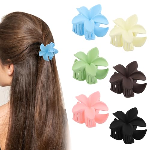 Blumen-Haarklammern, 6 Stück Claw Clip Haarklammer, Blütenblatt-Design, Matte Flower Hair Clips Modisches Haarstyling-Zubehör für Frauen und Mädchen von Rundago