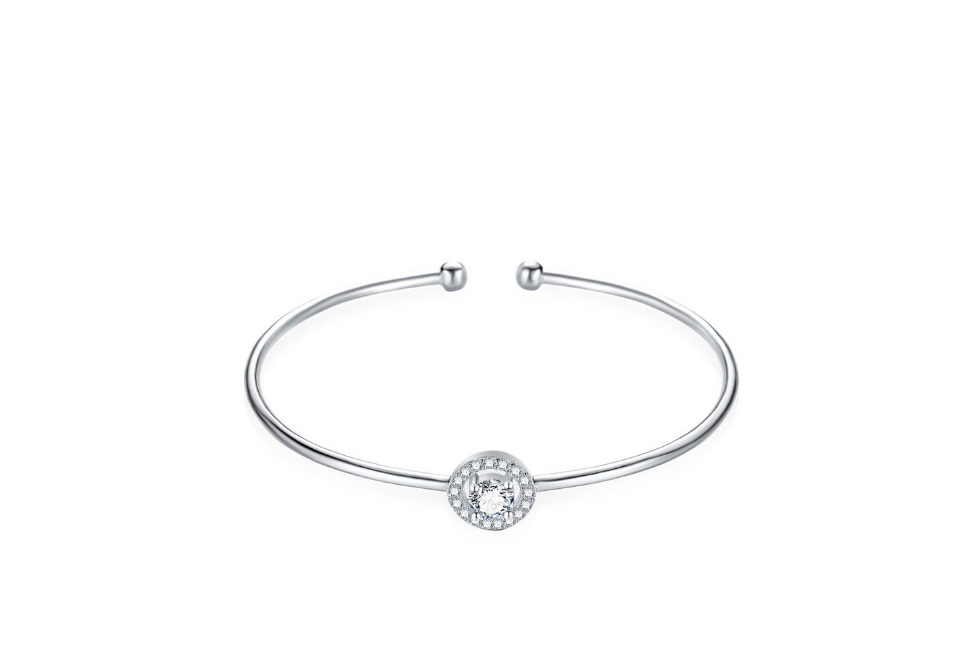 Runde Perlé Armreif runder Moissanit 0,5Ct, 925 Sterling Silber Moissanitarmband, minimalistisch, elegant, Echtschmuck mit GRA Zertifikat von Runde Perlé