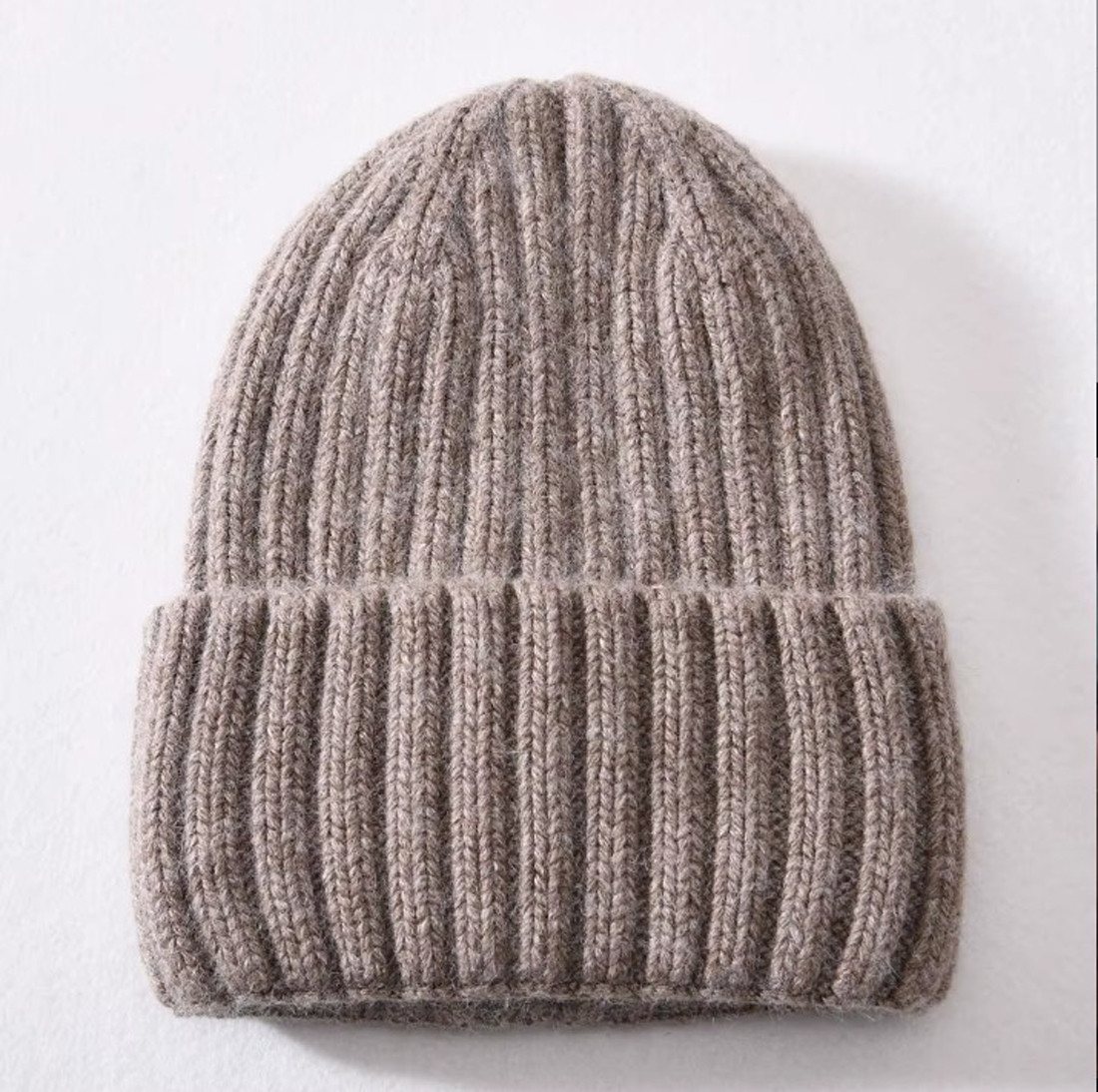 Runde Perlé Beanie Beanie warme Wintermütze 100% Merinowolle braun Beanie aus reiner, extrafeiner Merinowolle mit Umschlag von Runde Perlé