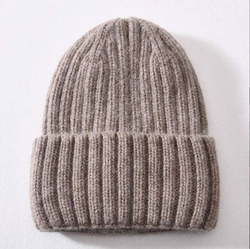Runde Perlé Beanie Beanie warme Wintermütze 100% Merinowolle braun Beanie aus reiner, extrafeiner Merinowolle mit Umschlag von Runde Perlé