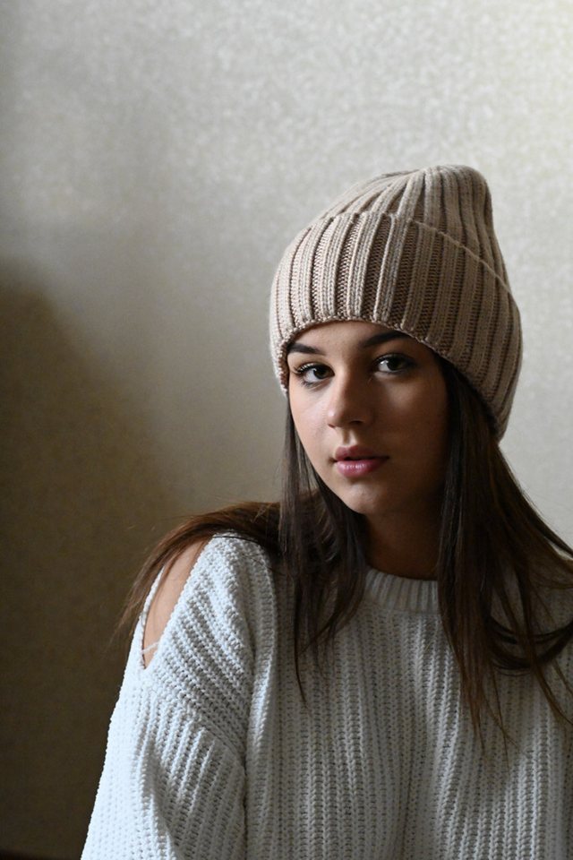 Runde Perlé Beanie warme Wintermütze 100% Merinowolle hellbraun Beanie aus reiner, extrafeiner Merinowolle mit Umschlag von Runde Perlé