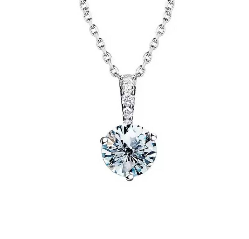 Runde Perlé Kette mit Anhänger elegante Kette mit Moissanite 5mm, 1,0 Ct, 925er Silber, Moissanite D-Farbe mit exzellenter Klarheit (VVS1), Zertifikat von Runde Perlé