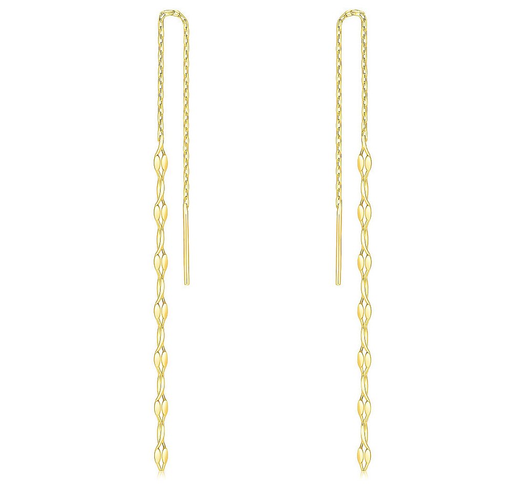 Runde Perlé Paar Ohrhänger minimalistische hängende Kettenohrringe, 925 Sterling Silber, 18K oder 14K Goldplattierung (inkl. Geschenkverpackung) von Runde Perlé