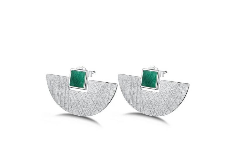 Runde Perlé Paar Ohrstecker elegante große Halbkreis Ohrringe mit Shell oder Aventurin, handgefertigte Ohrringe, 925er Silber, 18K Gold Runde Perlé Paar Ohrstecker elegante große Halbkreis Ohrringe mit Shell oder Aventurin, handgefertigte Ohrringe, 925er Silber, 18K Gold von Runde Perlé