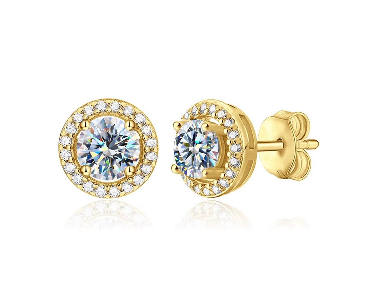 Runde Perlé Paar Ohrstecker elegante runde Moissanite Ohrstecker, 925er Silber, 5mm, 0,5Ct, 18K Gold, Moissanite in D-Farbe, exzellente Klarheit VVS1, Zertifikat Runde Perlé Paar Ohrstecker elegante runde Moissanite Ohrstecker, 925er Silber, 5mm, 0,5Ct, 18K Gold, Moissanite in D-Farbe, exzellente Klarheit VVS1, Zertifikat von Runde Perlé