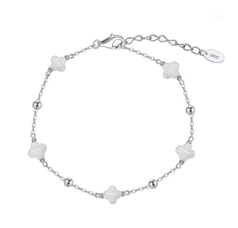 Runde Perlé Perlenarmband zartes Armband Muschelkern Kleeblatt Perlen, 925er Silber, 14K Gold, handgefertigtes Armband (inkl. Geschenkverpackung) von Runde Perlé