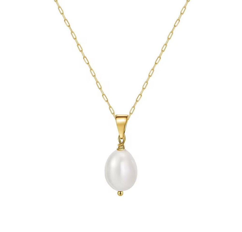 Runde Perlé Perlenkette Diana, zarte Kette mit Barockperle, handgefertigte Halskette, Süßwasserperle, 925er Silber, 14K Gold von Runde Perlé