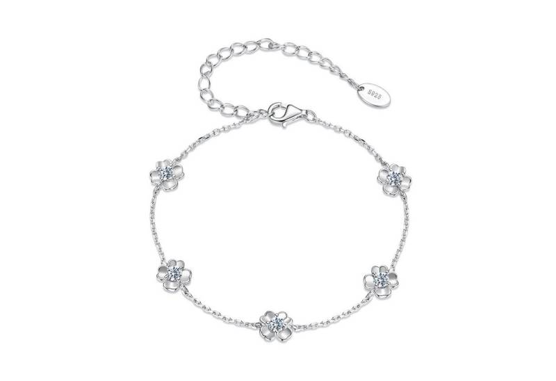 Runde Perlé Silberarmband Kleeblatt Moissanit Armband Damen – 925 Sterling Silber, 0,5Ct, D-Farbe VVS1 Moissaniten, handgefertigt & GRA-zertifiziert von Runde Perlé