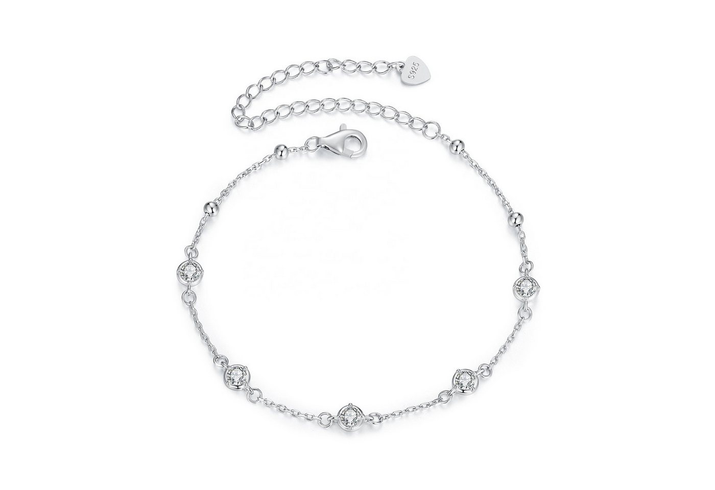 Runde Perlé Silberarmband Moissanit Armband Damen – 925 Sterling Silber, Platin beschichtet, Armband mit funkelnden Moissaniten, D-Farbe VVS1, GRA-zertifiziert von Runde Perlé