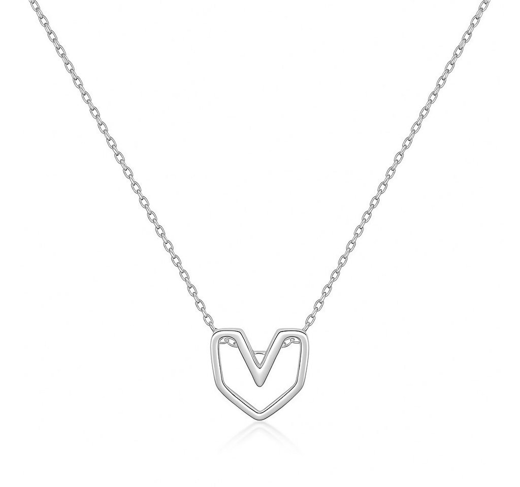 Runde Perlé Silberkette Damen Halskette 925 Sterling Silber Retro Herzanhänger, Roségold vergoldet, verstellbar (40+3 cm) (inkl. Geschenkverpackung) von Runde Perlé