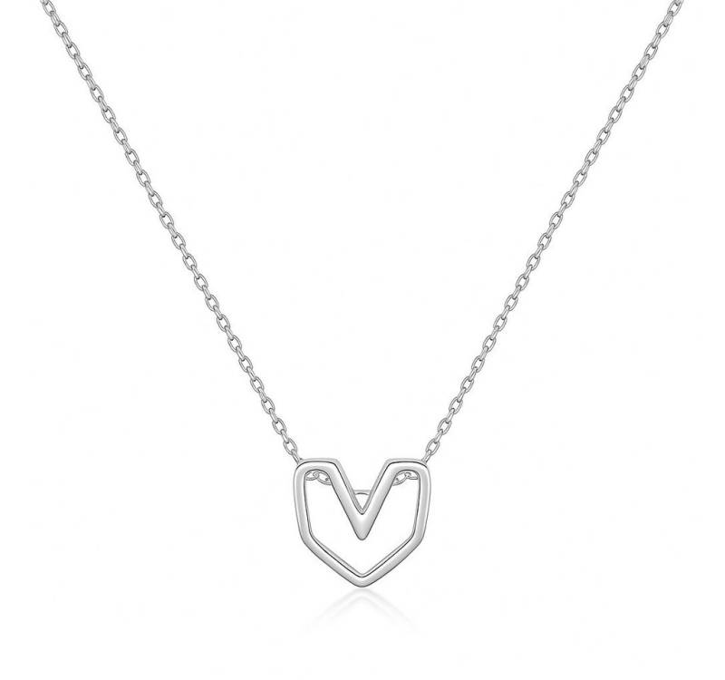 Runde Perlé Silberkette Damen Halskette 925 Sterling Silber Retro Herzanhänger, Roségold vergoldet, verstellbar (40+3 cm) (inkl. Geschenkverpackung) von Runde Perlé