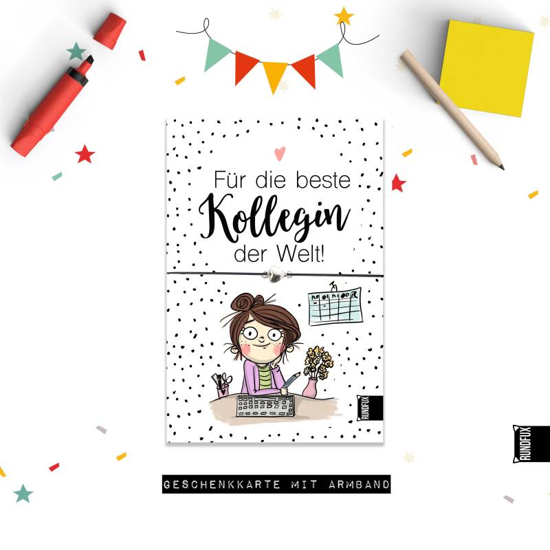 Für Die Beste Kollegin Der Welt Geschenk Und Mitbringsel Mit Grußkarte A6 Armband | Kollegengeschenk Zum Danke Sagen Im Büro von Rundfux