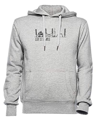 Rundi Simple Life Herren Damen Unisex Sweatshirt Kapuzenpullover Grau Größe L - Women's Men's Unisex Hoodie Sweatshirt Grey von Rundi