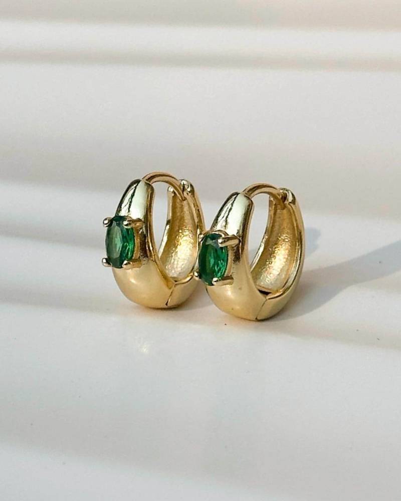 Smaragd Creolen Gold Kleine Grüne Edelstein Smaragd Creolen Gold Kleine Grüne Edelstein von RuneandLight