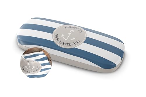 Brillenetui Brillentasche Brillenbox Hartschale mit Putztuch Thema: "Glück" (Anker Zuhause) von Rungassi