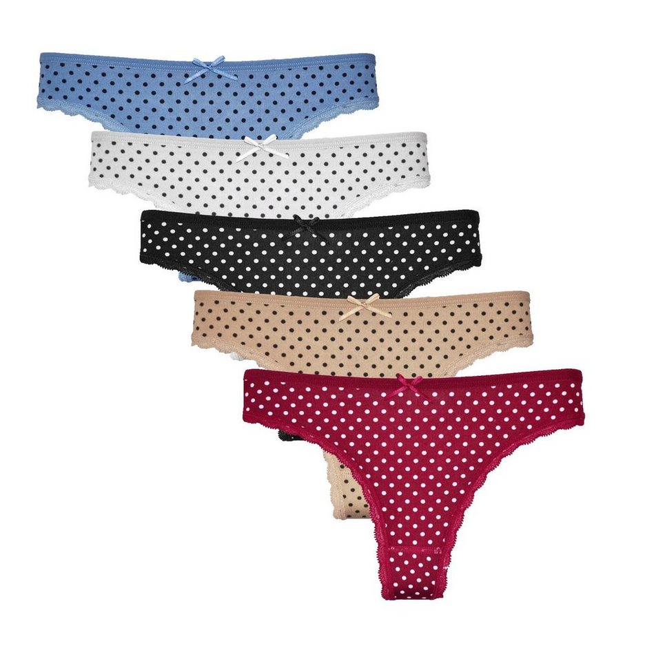 Rungassi Boxershorts 5er Set Tanga String Tangaslip Damen Unterwäsche einfarbig 818 Größe: von Rungassi