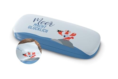 Rungassi Brillenetui Brillentasche Brillenbox Hartschale mit Putztuch Thema Meer (Krabbe - Meer macht glücklich) von Rungassi