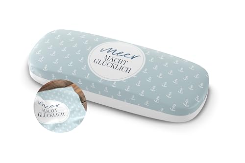 Rungassi Brillenetui Brillentasche Brillenbox Hartschale mit Putztuch Thema: Glück (Meer macht glücklich) von Rungassi