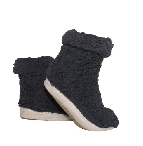Rungassi Hüttenschuhe | Hausschuhe | Hüttensocken | Mähmäh | ABS | Teddy (Dunkelgrau, EU Schuhgrößensystem, Erwachsene, Numerisch (von/bis), M, 35, 38) von Rungassi