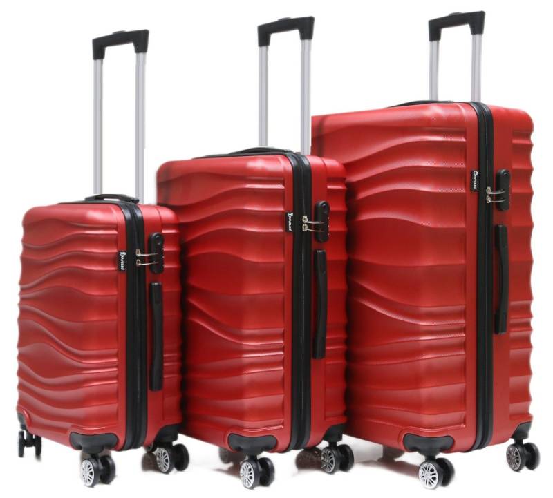 Rungassi Kofferset Rungassi Hartschalenkoffer Trolley Reisekoffer Koffer Set CF-ABS04 rot, (Set bestehend aus 3 Koffern (Höhe: 55/65/75 cm) von Rungassi