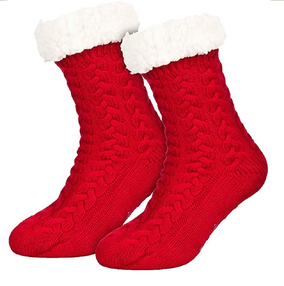 Rungassi Kuschelsocken Heat Booster Hüttensocken mit flauschig weichem Teddystoff Zopf von Rungassi