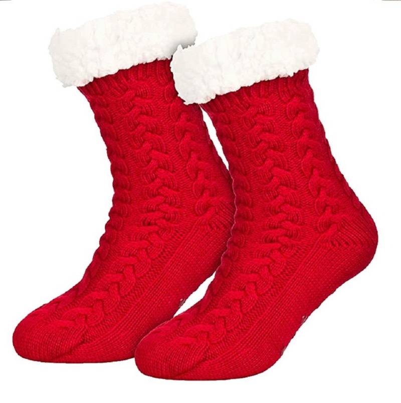 Rungassi Kuschelsocken Heat Booster Hüttensocken mit flauschig weichem Teddystoff Zopf von Rungassi