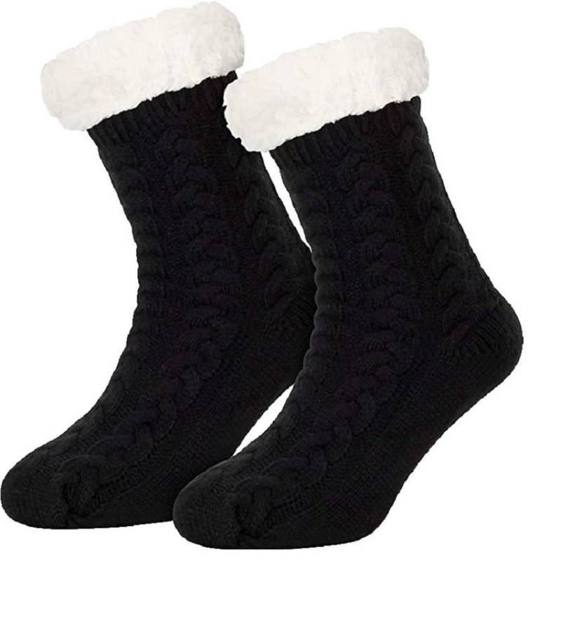 Rungassi Kuschelsocken Heat Booster Hüttensocken mit flauschig weichem Teddystoff Zopf von Rungassi