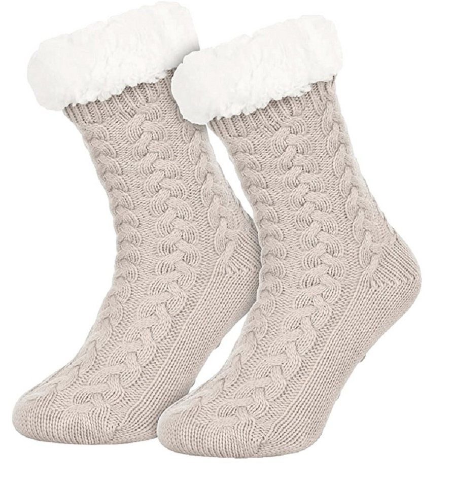 Rungassi Kuschelsocken Heat Booster Hüttensocken mit flauschig weichem Teddystoff Zopf von Rungassi