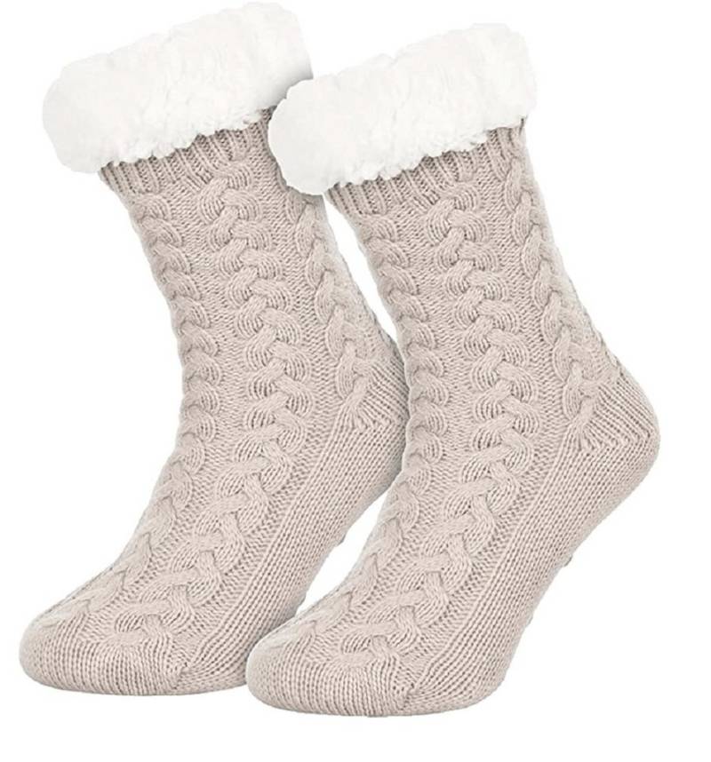 Rungassi Kuschelsocken Heat Booster Hüttensocken mit flauschig weichem Teddystoff Zopf von Rungassi