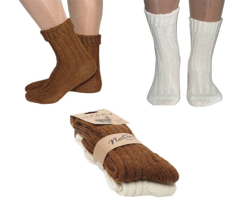 Rungassi Socken 2er Set (2Paar) Alpaka Socken Wollsocken gestrickt Strümpfe 35-38 Weiß von Rungassi