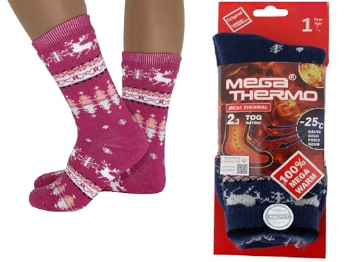 Rungassi Warme Socken Thermo Mega Winter Socken Hirsche Größe: 39-42 (Polyester, Pink) von Rungassi