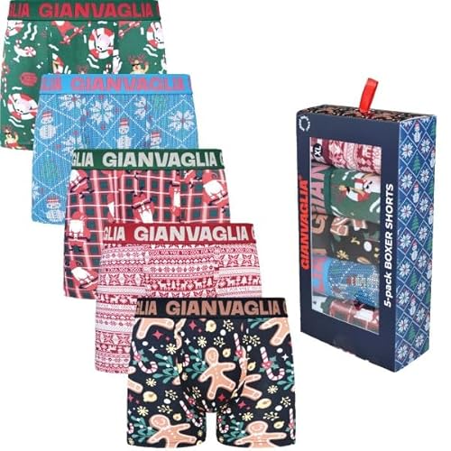 Weihnachts-Boxershorts Herren 5er Set Premium Stretch Baumwolle GVG-5084 (DE/NL/SE/PL, Alphanumerisch, XXL, Regular, Regular, 5, gemischt) von Rungassi