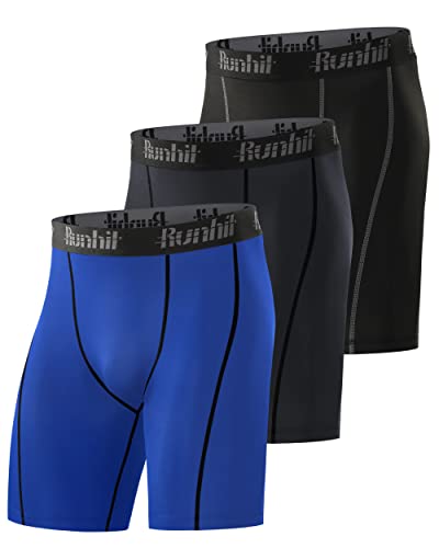 Runhit 3er Pack Herren Kompressionsshorts - Base Layer Sport Unterhosen Funktionsunterwäsche Tight Kompressionshose Kurz Laufunterwäsche Radlerhose M von Runhit