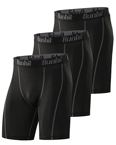 Runhit 3er Pack Herren Kompressionsshorts Kurz, Funktionsunterwäsche Laufunterwäsche Herren Tights Sport Baselayer Laufhose Herren Kurz Unterhose von Runhit