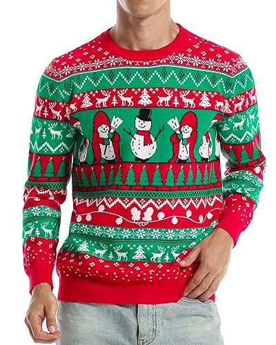 Runhit Hässliche Weihnachtspullover Herren Ugly Christmas Sweater Lustig Unisex Xmas Strick Pullover 3XL von Runhit