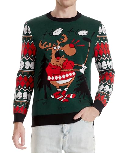 Runhit Hässliche Weihnachtspullover Herren Ugly Christmas Sweater Lustig Unisex Xmas Strick Pullover Golf M von Runhit