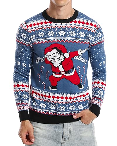 Runhit Hässliche Weihnachtspullover Herren Ugly Christmas Sweater Lustig Unisex Xmas Strick Pullover M von Runhit