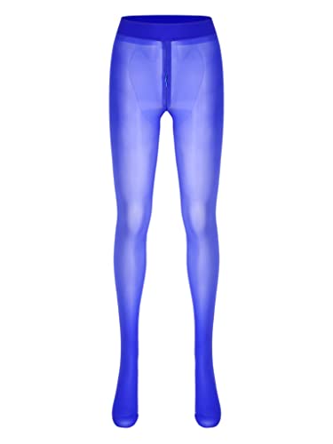 Runhomal Damen Transparente Strumpfhose Leggings Reißverschluss im Schritt Feinstrumpfhose Damen Unterhosen Unterwäsche Schlafhose Dessous Reizwäsche Royal Blau XL von Runhomal