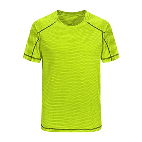 Runhomal Herren Eisseide T-Shirt Sportshirt Atmungsaktives Laufshirt Sommershirt Schnell Trocknend Kurzarm Unterhemd Training Shirt Fluorescent 8XL von Runhomal