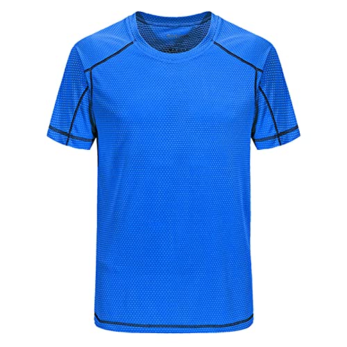 Runhomal Herren Eisseide T-Shirt Sportshirt Atmungsaktives Laufshirt Sommershirt Schnell Trocknend Kurzarm Unterhemd Training Shirt Hellblau 7XL von Runhomal