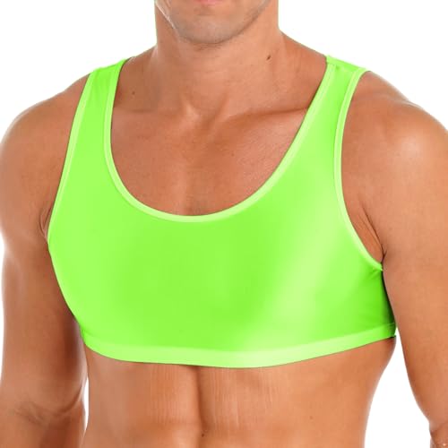 Runhomal Herren Sport BH Tanktop Glossy Training Cropped Tank Top Ärmellose Weste Tops Bauchfrei Unterhemd Muskelshirt Achselshirt Bodybuilding Fluorescent L von Runhomal