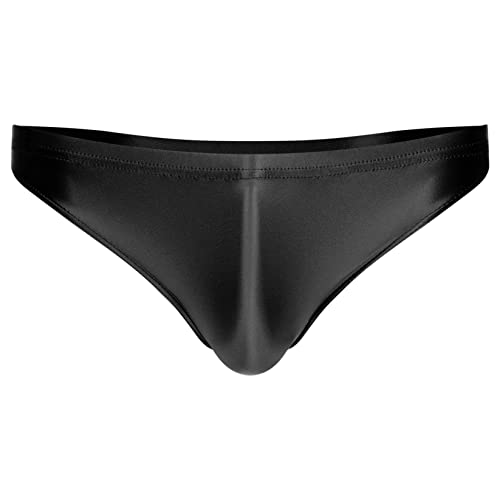 Runhomal Herren Unterhose Slip Glossy Höschen Schlüpfer Bunt Männer Athletic Supporter Jockstrap Low Rise Bikinislip Tanga Sport Unterwäsche Dessous Underwear Schwarz L von Runhomal